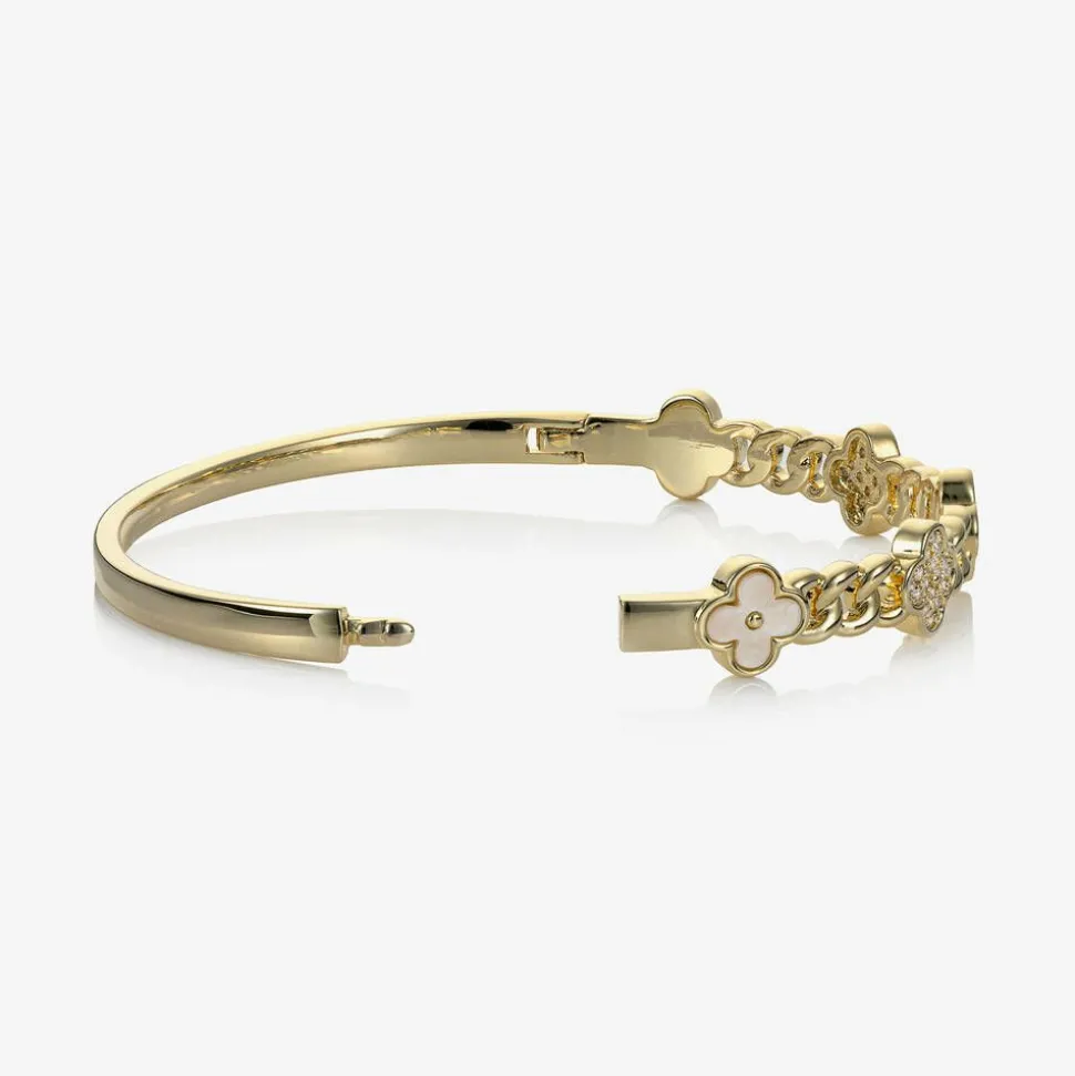 Girls Gold Clover Bangle