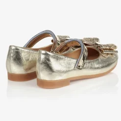 Girls Gold Faux Leather Pumps
