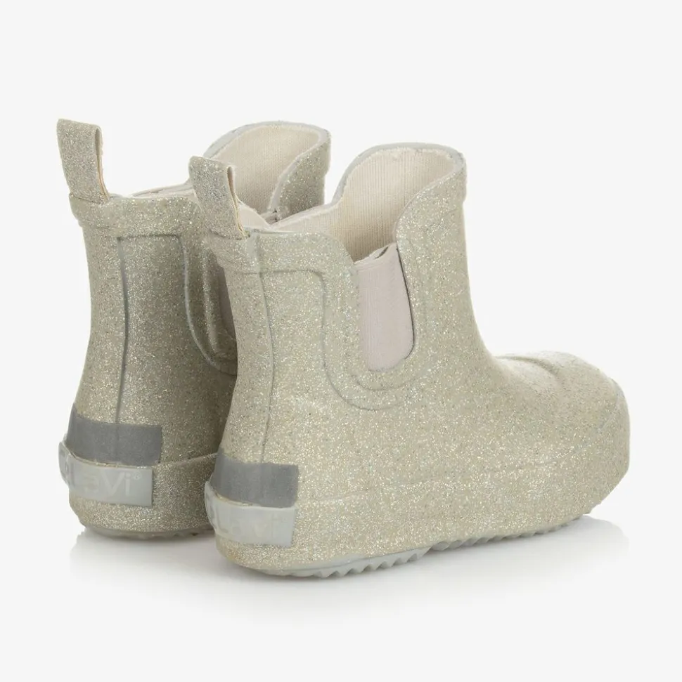 Girls Gold Glitter Rain Boots