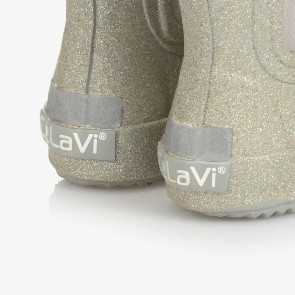 Girls Gold Glitter Rain Boots