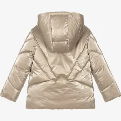 Girls Gold Hooded Puffer Jacket