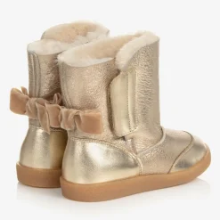 Girls Gold Leather Boots