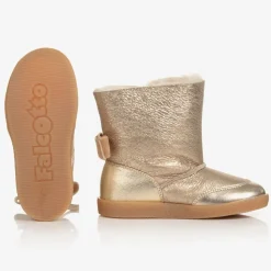 Girls Gold Leather Boots
