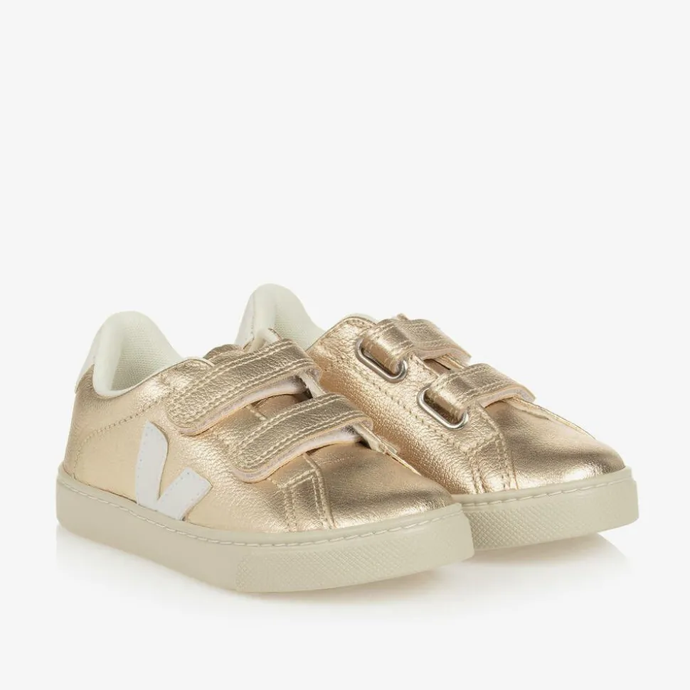 Girls Gold Leather Esplar Trainers