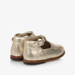 Girls Gold Leather First Walker Shoes