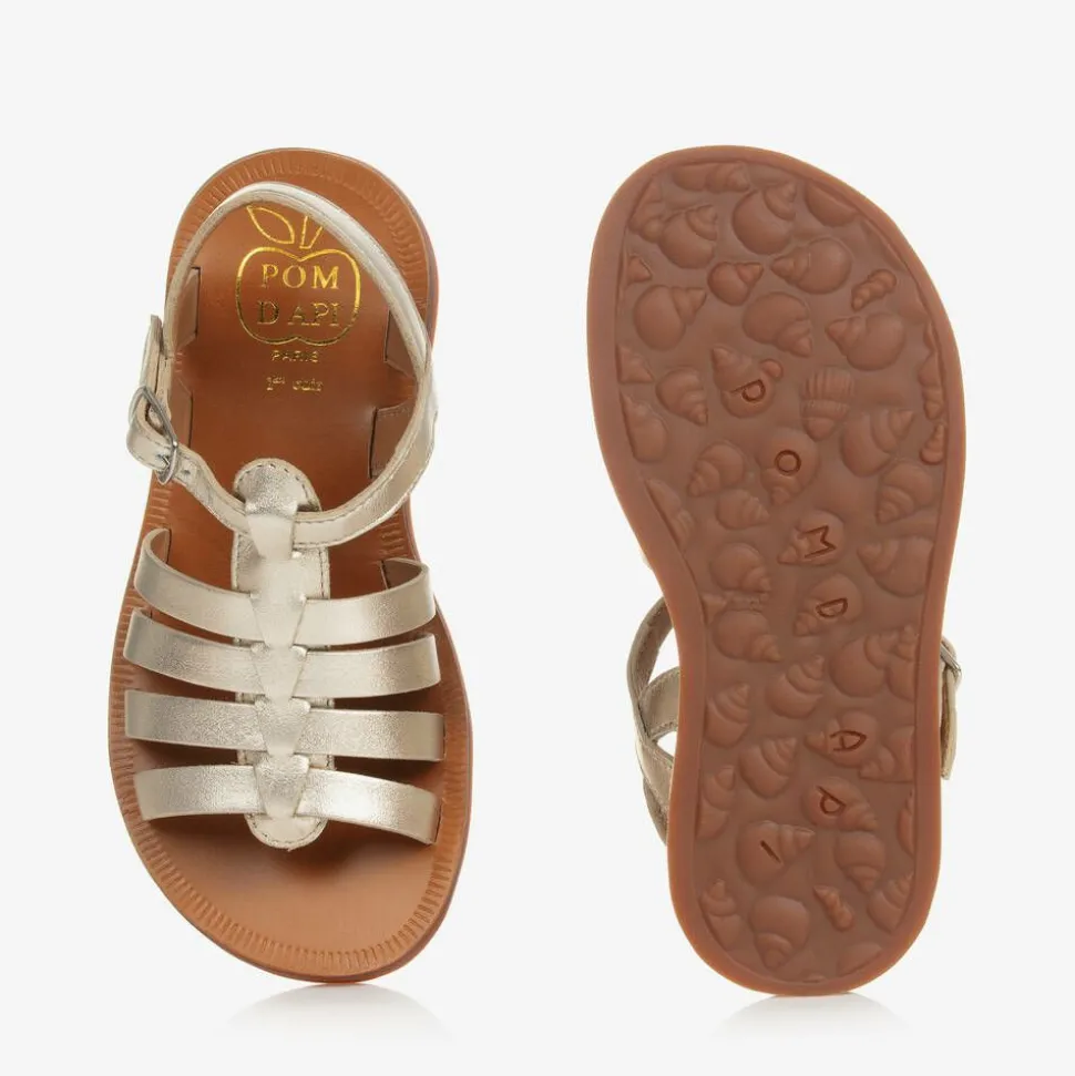 Girls Gold Leather Sandals