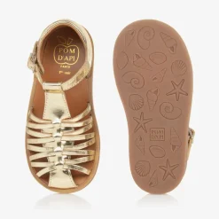 Girls Gold Leather Sandals