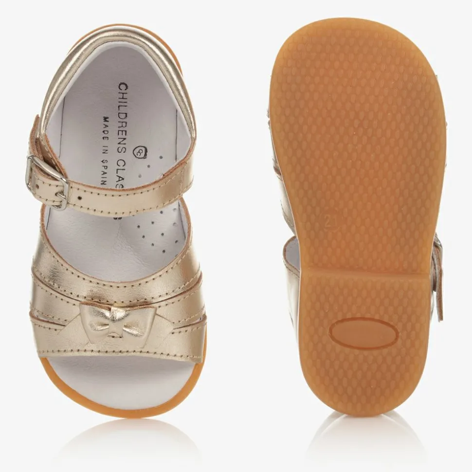 Girls Gold Leather Sandals