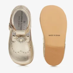 Girls Gold Leather Shoes