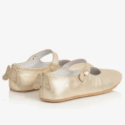 Girls Gold Leather Shoes