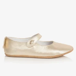 Girls Gold Leather Shoes