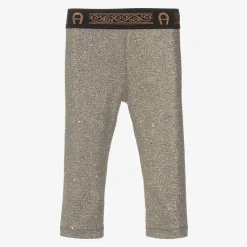 Girls Gold Metallic Leggings