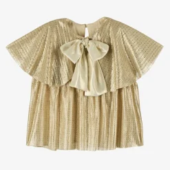 Girls Gold Plissé Blouse