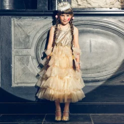 Girls Gold Sleeveless Sequin Dress