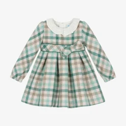 Girls Green Check Dress