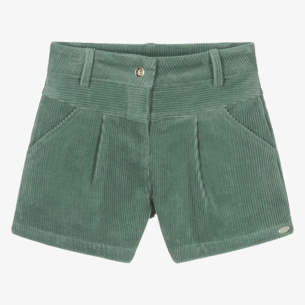 Girls Green Corduroy Shorts