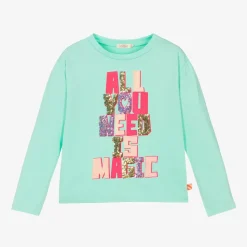 Girls Green Cotton Sequin Top