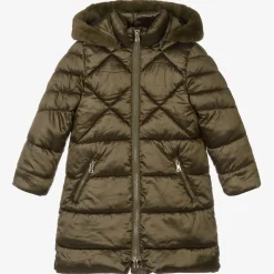 Girls Green Hooded Puffer Coat