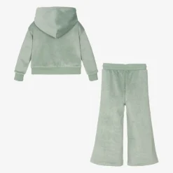 Girls Green Velour Trouser Set