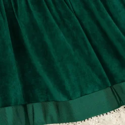 Girls Green Velvet & Lace Skirt