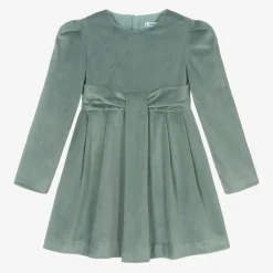 Girls Green Velvet Dress