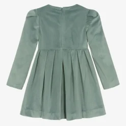 Girls Green Velvet Dress