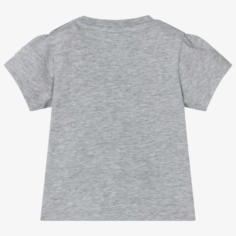Girls Grey Cotton Ballerina Bear T-Shirt