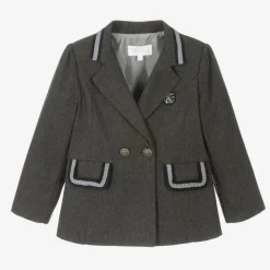 Girls Grey Cotton Blazer