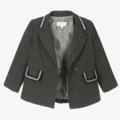 Girls Grey Cotton Blazer