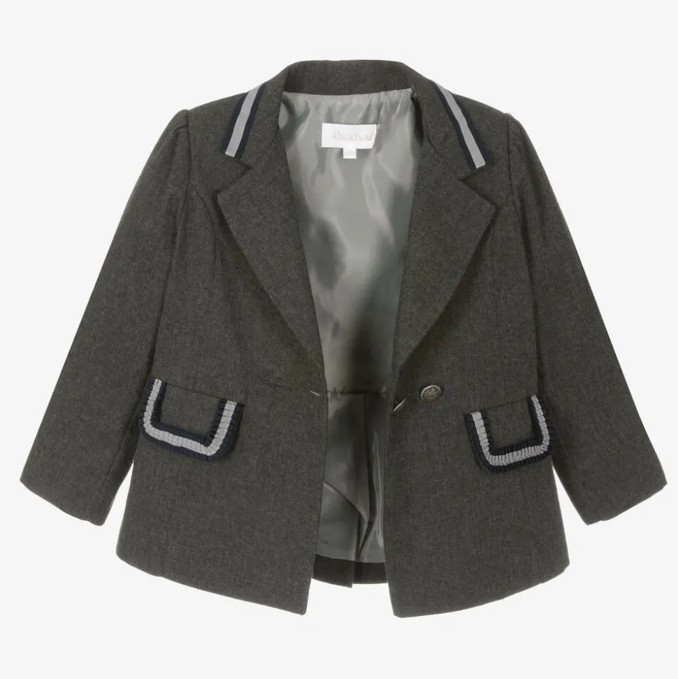 Girls Grey Cotton Blazer