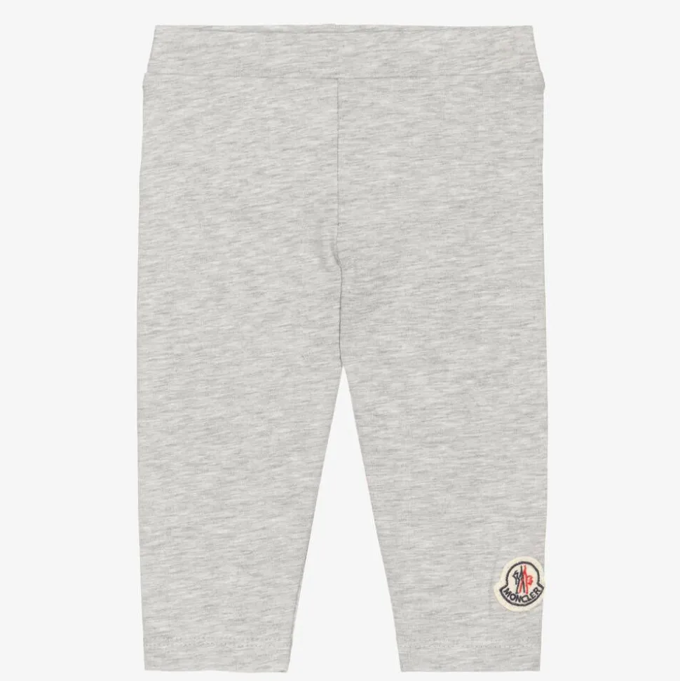 Girls Grey Cotton Logo Leggings