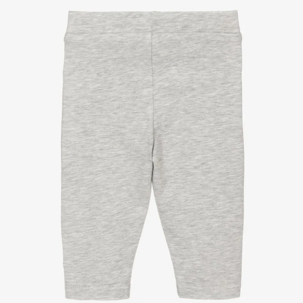 Girls Grey Cotton Logo Leggings