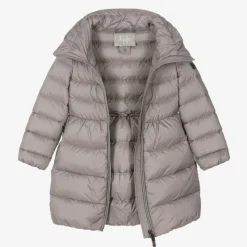 Girls Grey Down Padded Puffer Coat
