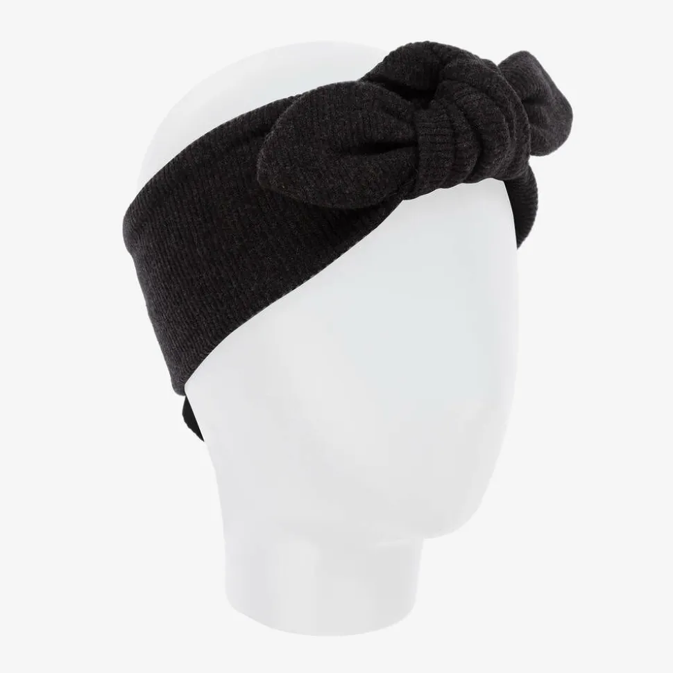 Girls Grey Knitted Bow Headband