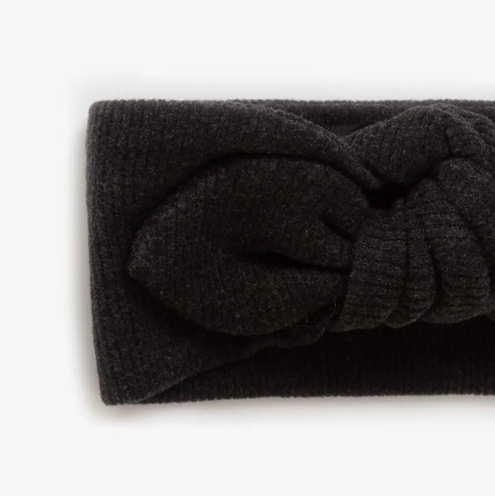 Girls Grey Knitted Bow Headband