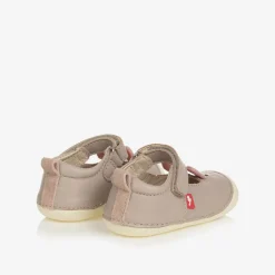 Girls Grey Leather First-Walker Shoes