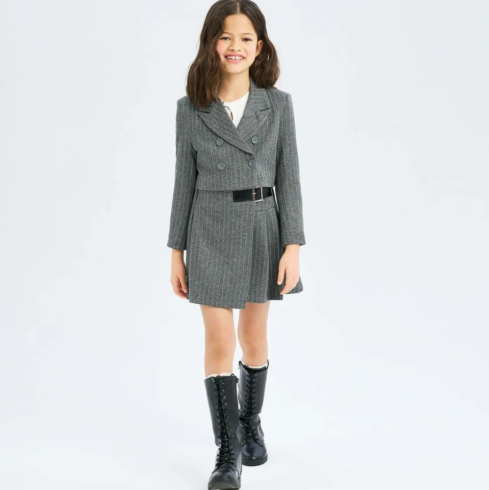 Girls Grey Pinstripe Skort