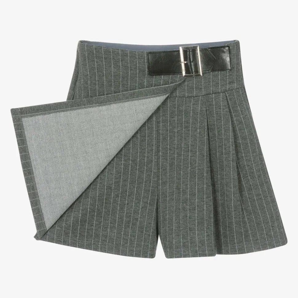 Girls Grey Pinstripe Skort