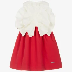 Girls Ivory & Red Cotton Dress