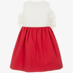 Girls Ivory & Red Cotton Dress