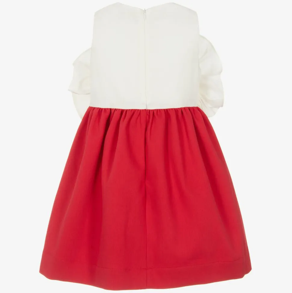 Girls Ivory & Red Cotton Dress