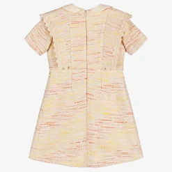 Girls Ivory & Yellow Tweed Dress