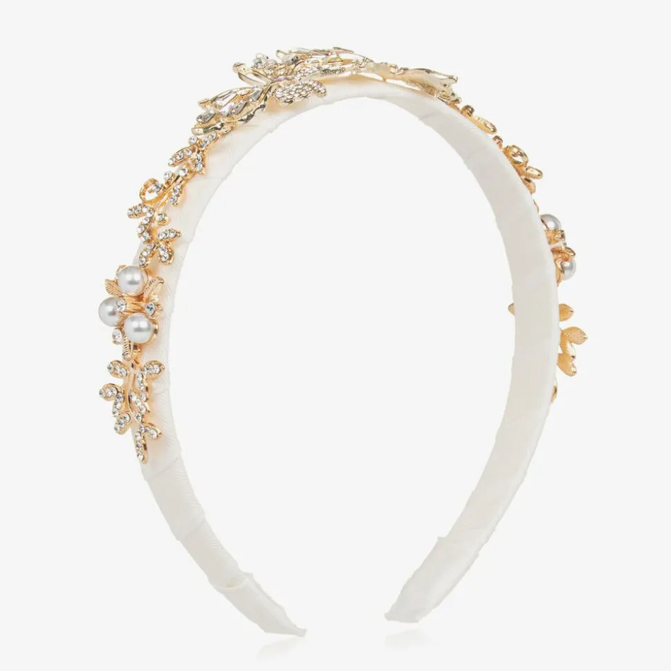 Girls Ivory & Diamanté Butterfly Hairband