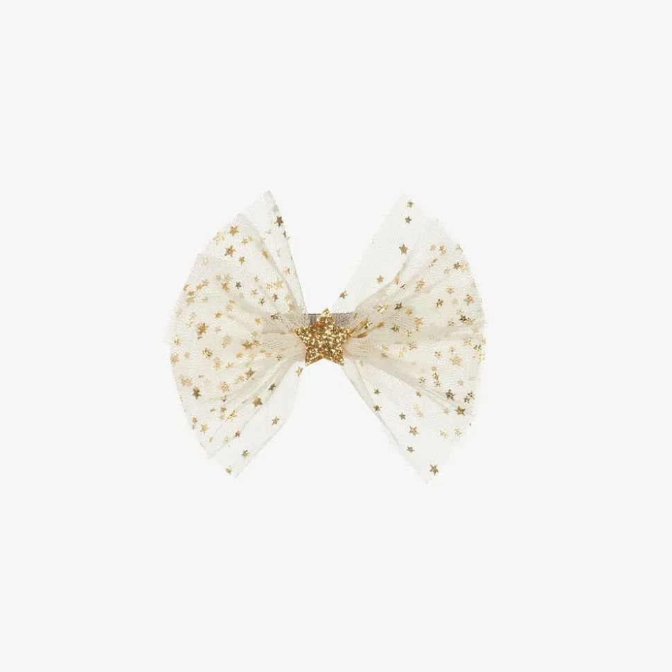 Girls Ivory & Gold Hair Clip (10cm)