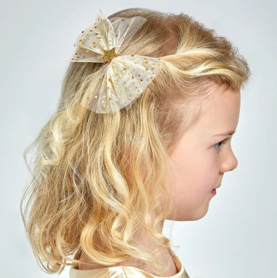 Girls Ivory & Gold Hair Clip (10cm)