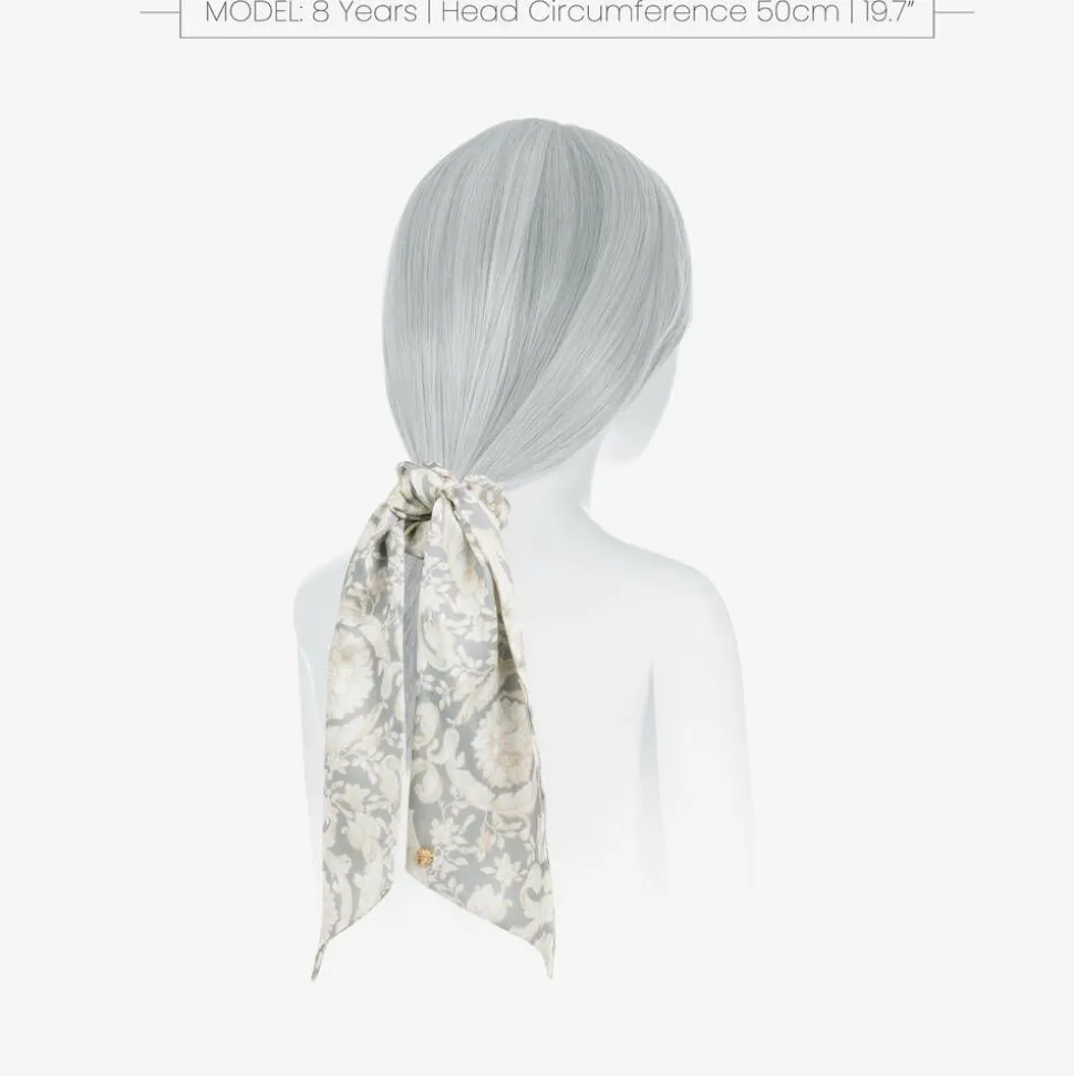 Girls Ivory & Grey Barocco Hair Elastic