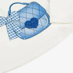 Girls Ivory Bag Print Cotton Top