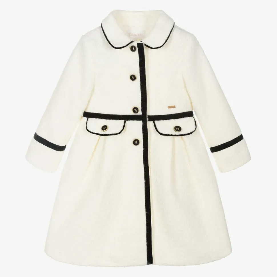 Girls Ivory Bouclé Coat