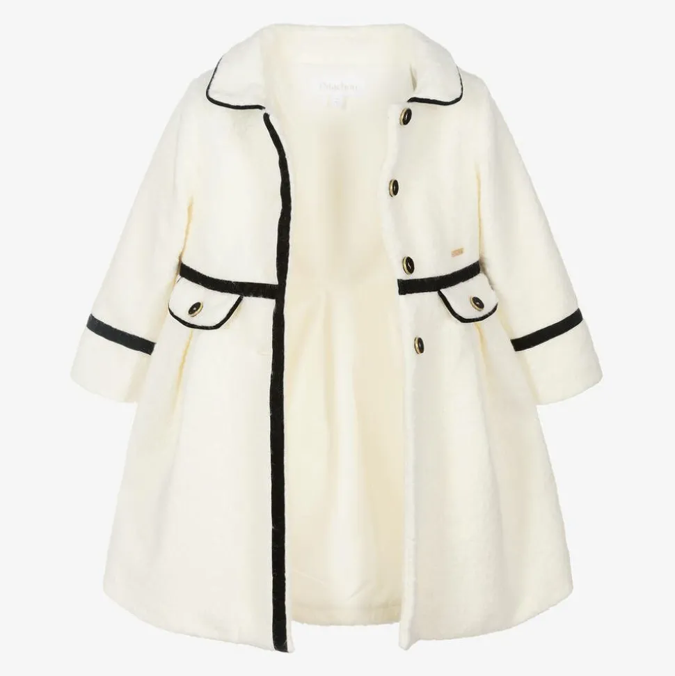 Girls Ivory Bouclé Coat