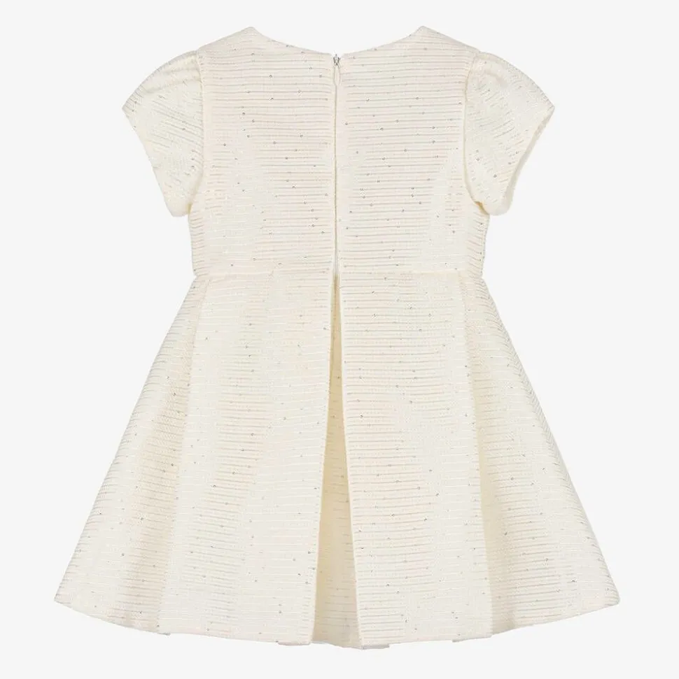 Girls Ivory Bow & Sequin Dress